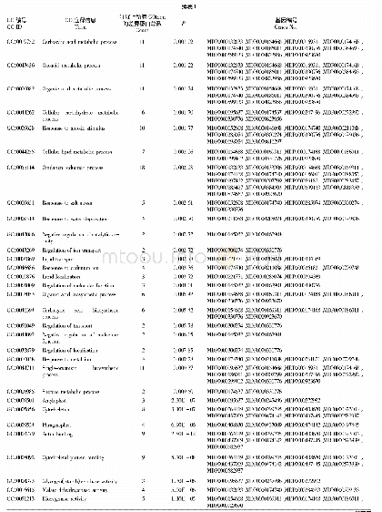 表1 差异蛋白GO富集统计