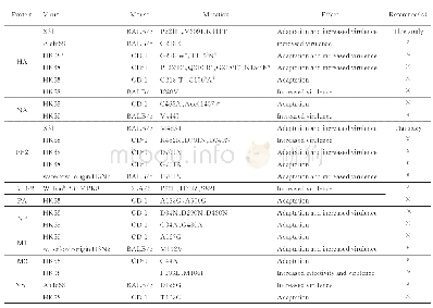 《表1 H3N2亚型人流感病毒小鼠适应株氨基酸突变结果》