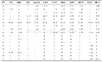 表1 九佛堂组下段岩石所含矿物元素原子百分比数据