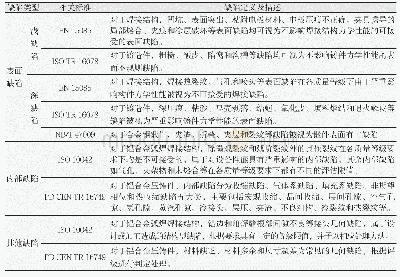 表1 缺陷类型划分的相关标准及特征描述