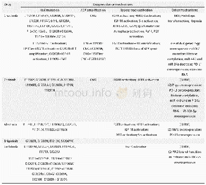 表1 ALK阳性非小细胞肺癌靶向治疗的耐药机制