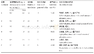 表3 不同激素浓度配比对胚根愈伤组织诱导的影响