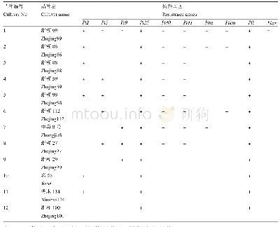 表1 12个水稻品种抗性基因分子标记检测