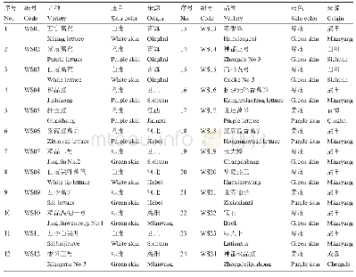 表4 参试茎用莴苣来源：24份茎用莴苣种质资源表型性状的遗传多样性分析