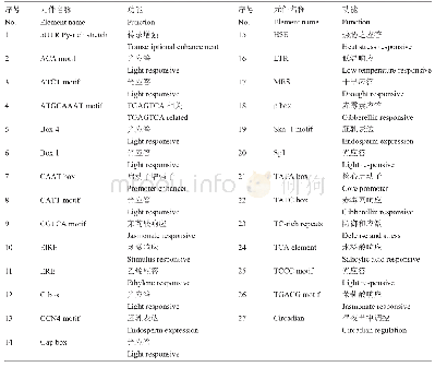 表2 Me SR34a基因启动子顺势作用元件分析