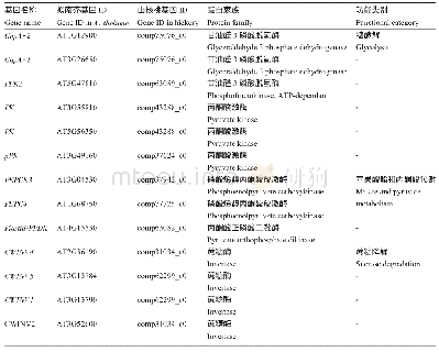 表3 油棕中表达山核桃中表达低的碳水化合物代谢相关基因