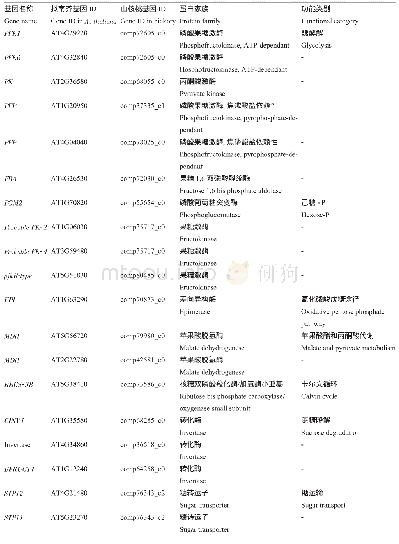 表5 山核桃中表达油棕中表达低的碳水化合物代谢相关基因