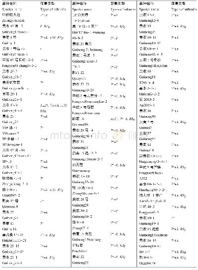 表1 供试材料高,低麦谷蛋白优质亚基类型