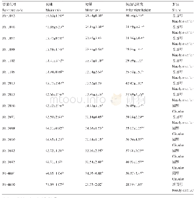 表2 16份菊芋种质资源花粉微形态特征比较