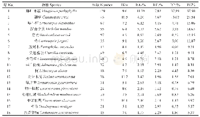 表4 厚叶木莲群落中乔木层物种的重要值