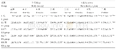 表1 运动干预后大鼠体质量,骨密度变化