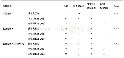 表1 3种检查方式对两种食管内膜病变的诊断与病理诊断的一致性(n)