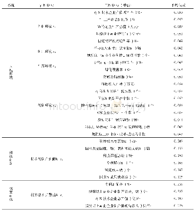 表2 岳麓山国家大学科技城“科技创新、成果转化与区域环境”系统指标权重计算结果