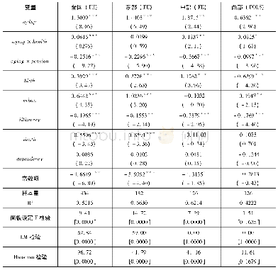 表6 全国、东部、中部和西部的交叉项回归结果