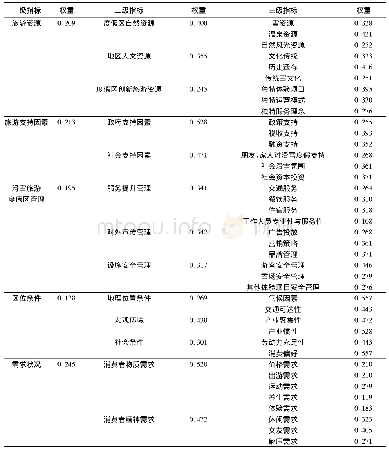 表3 大型滑雪旅游度假区竞争力评价指标权重