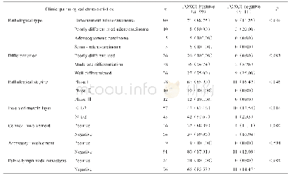 表1 FOXC1在子宫内膜癌中的表达水平与临床病理特征的关系[n(%)]