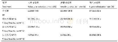 《表1 木霉菌对AM真菌根内侵染的丛枝、泡囊和菌丝的影响》