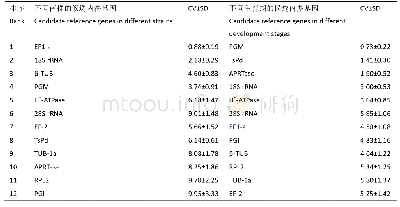 表3 BestKeeper软件分析候选内参基因的稳定性表达