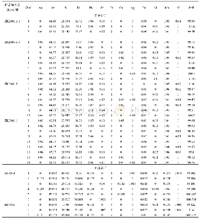 表2 毒砂的电子探针（EPMA）点分析结果表（wB/%）