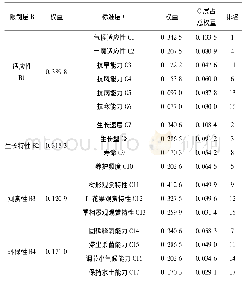 表1 限制层B与标准层C中各指标权重