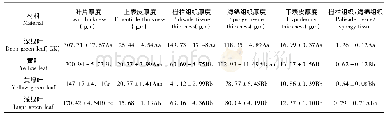 表3 不同叶色类型叶片横切面厚度