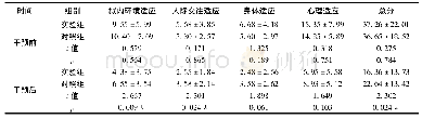 表2:实验组与对照组干预前后适应性调查问卷得分比较