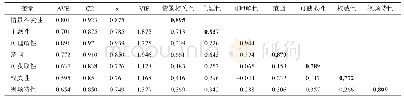 表2 信度和效度各个指标统计值