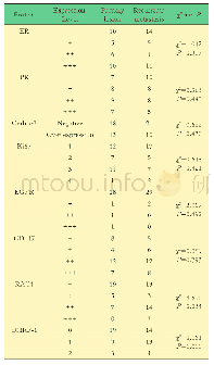 表2 原发灶与复发/转移灶各蛋白不同表达水平的例数