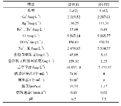 表1 压裂作业返排液处理前后水质对比