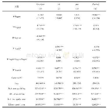 表4 政府投资、私人投资与FDI共同作用的空间德宾模型结果