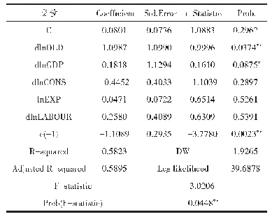 表6 误差修正模型估计结果