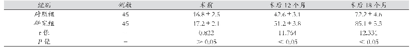表2 两组治疗前、治疗后不同时间点下的AOFAS评分（分，±s)