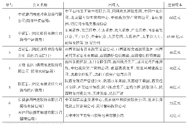 《表1 信用增进公司情况表》