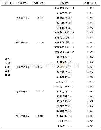 表2 返乡人员创业生态指标体系的权重