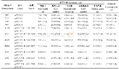 表3 单位点亲本及位点聚合系产量性状和开花时间表现