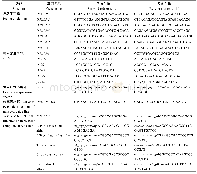 表1 本研究中所用到的引物