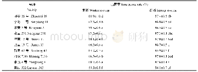 表4 不同播期下小麦品种田间出苗率的差异(2015/2016)