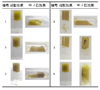 表4 M+K型复合交联剂加剂量对成胶效果的影响