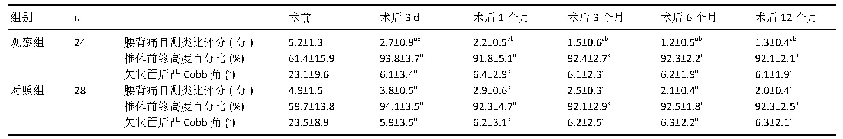 《表4|两组患者临床随访指标比较》