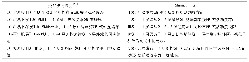 表1 EUS判断UC的炎症浸润深度及Shimizu分型