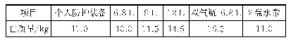 表2 消防员个人防护装备自质量和空呼器自质量