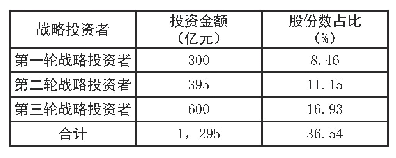 表6 某集团引入战略投资者情况表