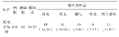 表2 中小规模养殖场肠道寄生虫感染情况单位：%，[n(%)]