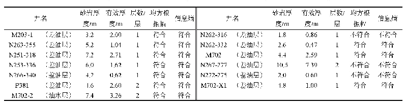 表2 FI4砂层组重点出油井含油砂岩对井符合率统计（部分井）