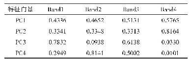 表2 ASTER波段1、2、3、4主成分分析特征向量表