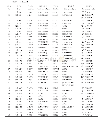 表1 2001～2019年先锋公司在我国审定玉米品种及其亲本系谱