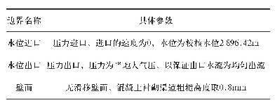 表1 边界条件设置表：泄水建筑物挑流泄洪安全控制技术研究