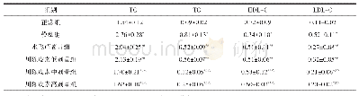 表4 治疗前后各组大鼠血脂指标的变化（±s,n=12,mmol/L)