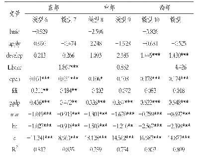 表2 面板数据回归分析结果（区域层面）