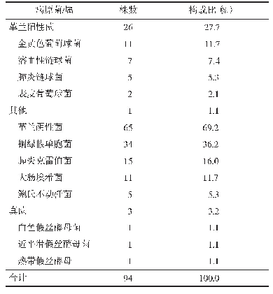 表1 老年NSCLC放化疗患者院内感染病原菌谱